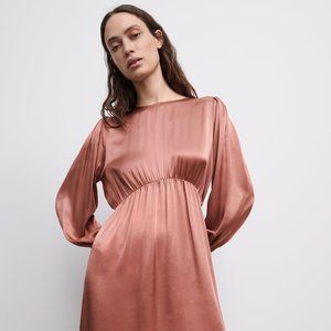 SATIN EFFECT MINI DRESS MARSALA